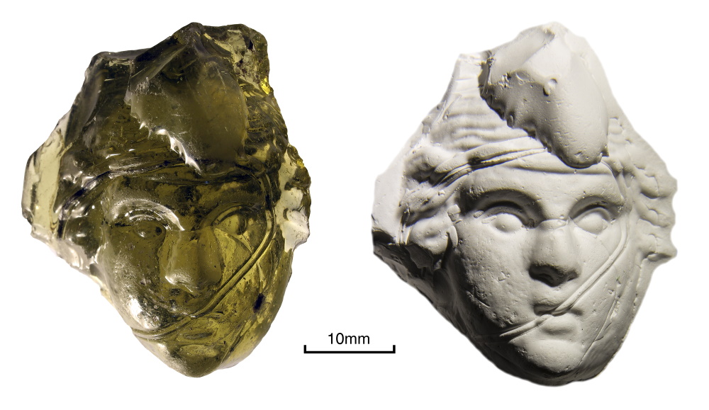A glass medallion of Roman god Bacchus found at Scotch Corner.