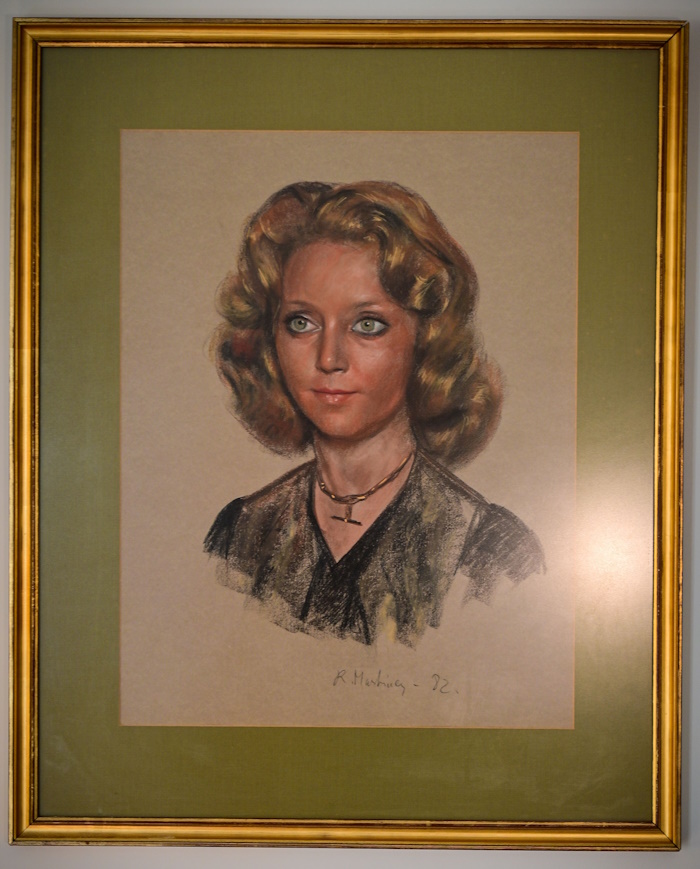 A sketch of Maureen Hill as a young woman. 